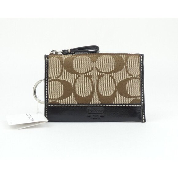 Coach Hampton Signature Khaki Chestnut Stripe Skinny Id Case NWT 6K25 - Picture 1 of 4